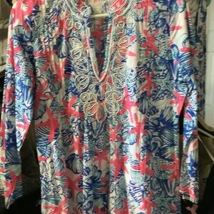 Lilly Pulitzer Pink and‎ Blue Tunic Top